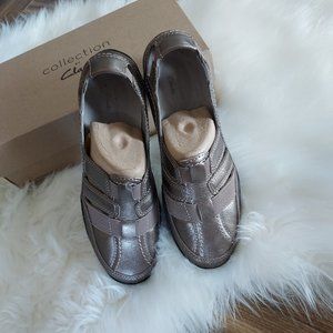 Haley Stork Sandal/Shoe by Clarks: Pewter:  NWT: Size 7.5